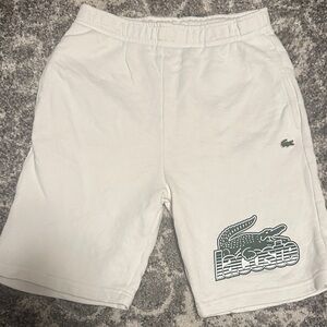 Lacoste youth boys cream color logo Cotton Shorts